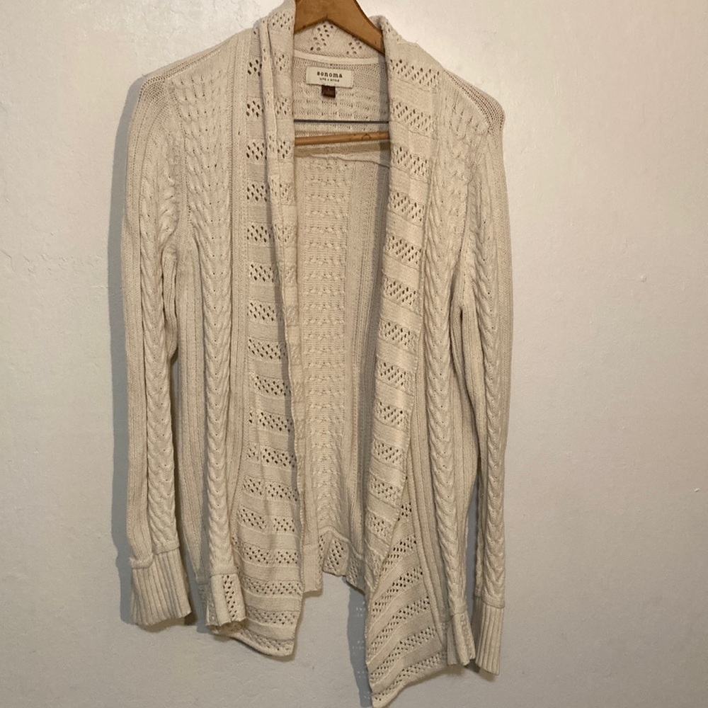 Cotton cardigan cable knit lightweight by Sonoma Life & Style size Large